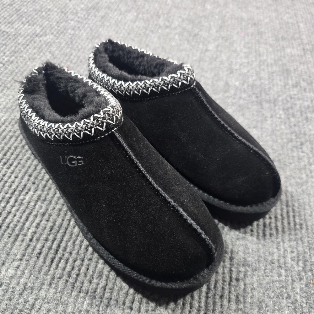 UGG Boots Womens Size 8 Black Suede Ankle Sheepskin Lined‎ Tazz Platform Slip On
